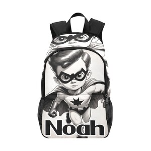 Backpack School Custom Your name Backpack With Mesh Pockets Handbag Bag Pencil Art Cartoon Super Hero