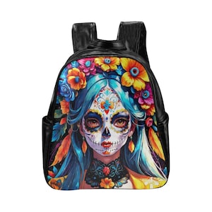 Backpack Backpack PU leather Art Mexico Chicano Día De Los Muertos Cartoon