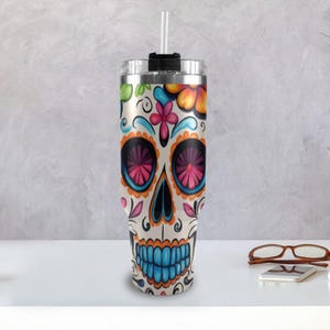 Edelstahl Becher Kaffee 40oz Sugar Skull Chicano Día De Los Muertos Tag der Toten