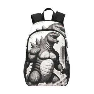 Backpack School Backpack With Mesh Pockets Handbag Bag Pencil Art Cartoon Godzilla Bag