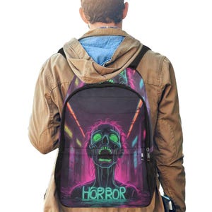 Sac à dos d'école, cartable, avec poches en filet, sac à main, sac d'horreur zombie