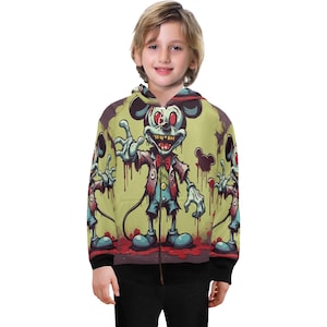 Hoodie with Zipper Boys Kids Horror Halloween Zombie Cartoon Comics