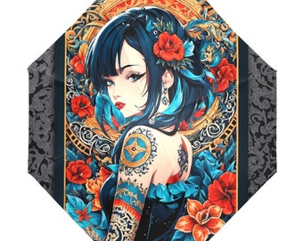 Kids Foldable Anti-UV Umbrella Tattoo Japan Art Comics Cartoon