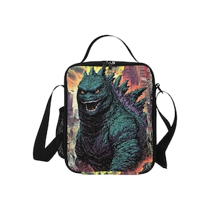 Geïsoleerde lunchbox voor kinderen Strips Godzilla Gojira Kaiju Kunst Cartoon