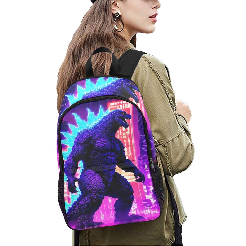 Custom Godzilla Backpack Backpack School Backpack Rucksack Bag Godzilla Hand Bag Vintage Retro ...