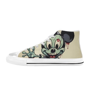 Aquila High Top Canvas Kid&#39;s Horror Art Cartoon Comics Retro Zombie Halloween