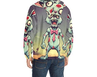 Windbreaker Men windbreaker jacket wind breakers for men Horror Halloween Zombie Bunny Monster Cartoon Comics Retro Art