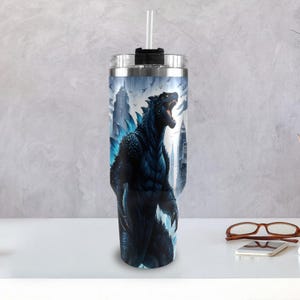 Stainless Steel Tumbler 40 oz Cartoon Comics Retro Vintage Godzillas Tumbler Monster Tumbler Godzilla Gojira Kaiju