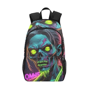 Sac à dos d'école, cartable, avec poches en filet, sac à main, sac d'horreur, zombie, Halloween