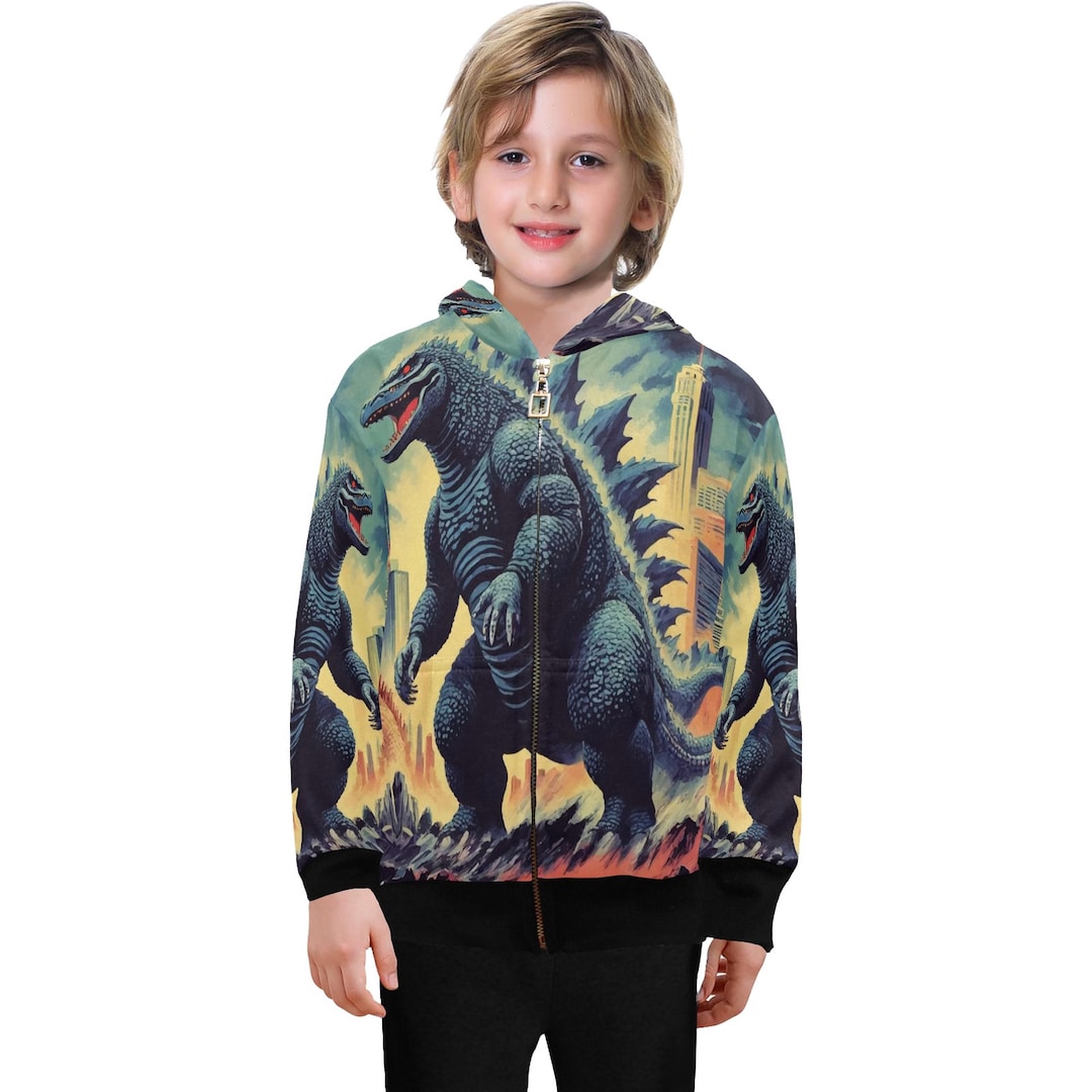 Hoodie With Zipper Boys Kids Dinosaur - Etsy