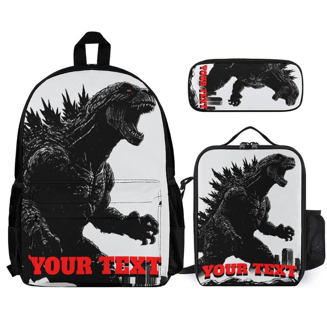 Backpack School Set Godzillas Lunch Bag Godzilla Rucksack Godzilla