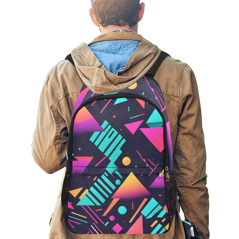 Backpack With Handbag Bag 80s Pattern Backpacks - Etsy