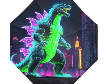 Parapluie pliable anti-UV pour enfants, motif dinosaure, BD, néon