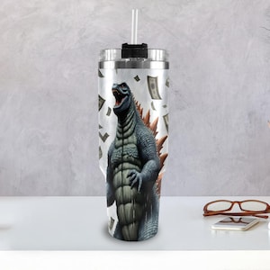 Stainless steel mug 40oz mug Godzilla thermo mug glass comics mug Gojira Kaiju Art Monster reusable cup Godzillas Hustle