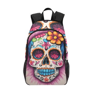 Schulrucksack Schulranzen Backpack Tag der Toten Bag Sugar Skull Bag Catrina Tasche Art Día De Los Muertos Rucksack Mexiko Rucksack Chicano
