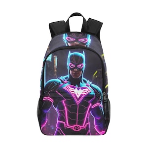 Backpack Superhero Comics Rucksack With mesh pockets Handbag bag Neon Cartoon