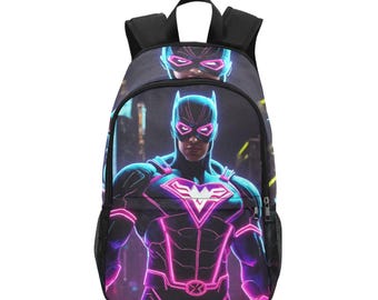 Mochila escolar, mochila, mochila de superhéroes, cómics, mochila, bolso, dibujos animados, neón