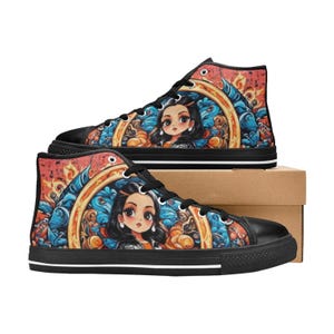 Aquila High Top Canvas Kid&#39;s Shoes Cartoon Unisex black