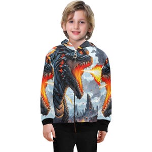 Hoodie with Zipper Boys Kids Gojira Retro Cartoon Kaiju Hoodies Godzilla