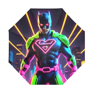 Anti-UV Umbrella Kids Foldable Superheld Comics Cartoon Superhero Neon