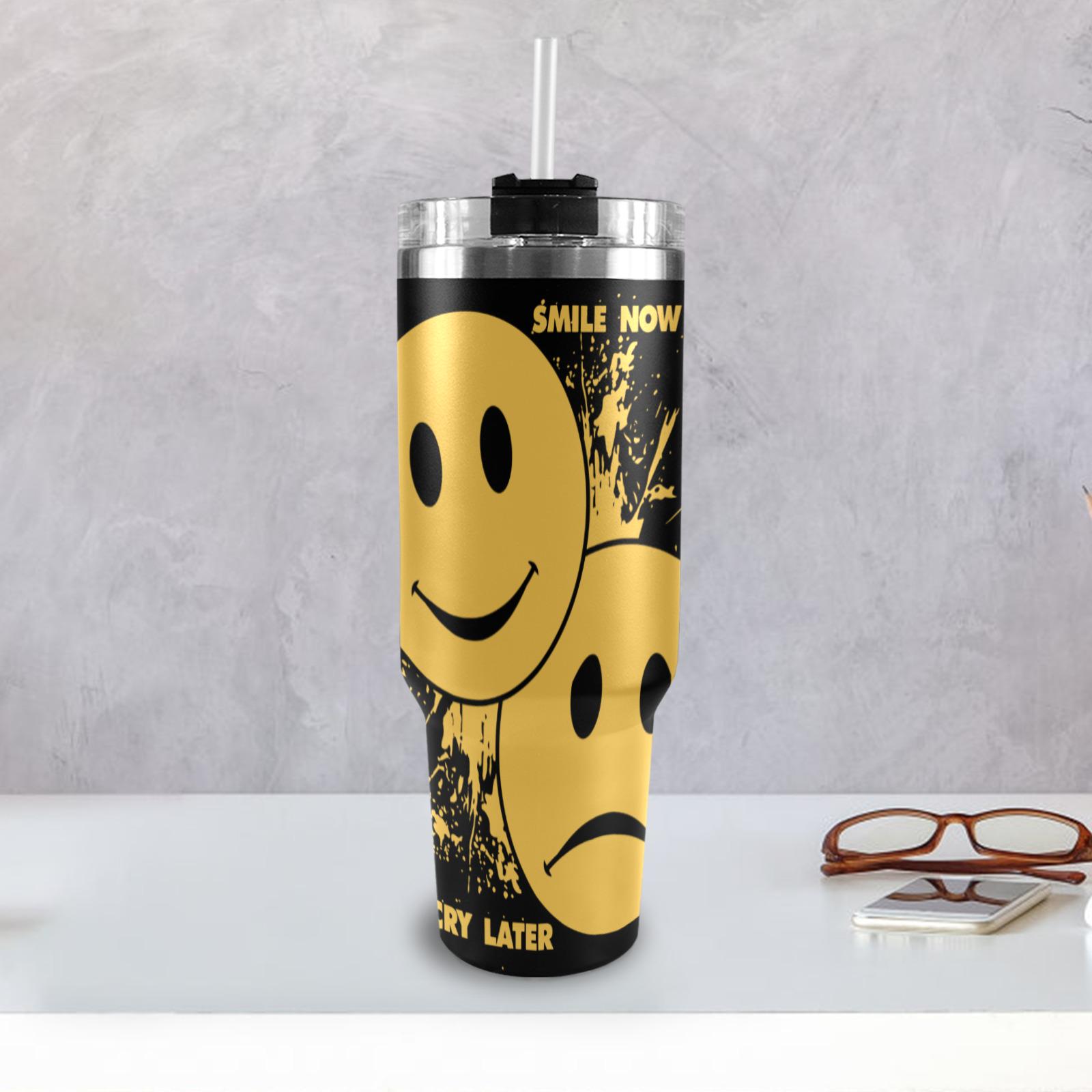 Tumbler 40oz Smile Now Cry Later Emoji 40 oz tumbler with handle