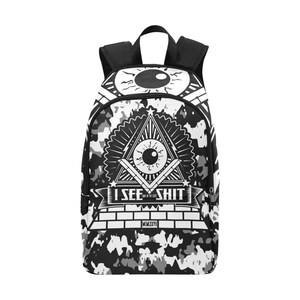 Sac à dos d'école, cartable, sac à dos avec poches en filet, sac à main, sac Illuminati