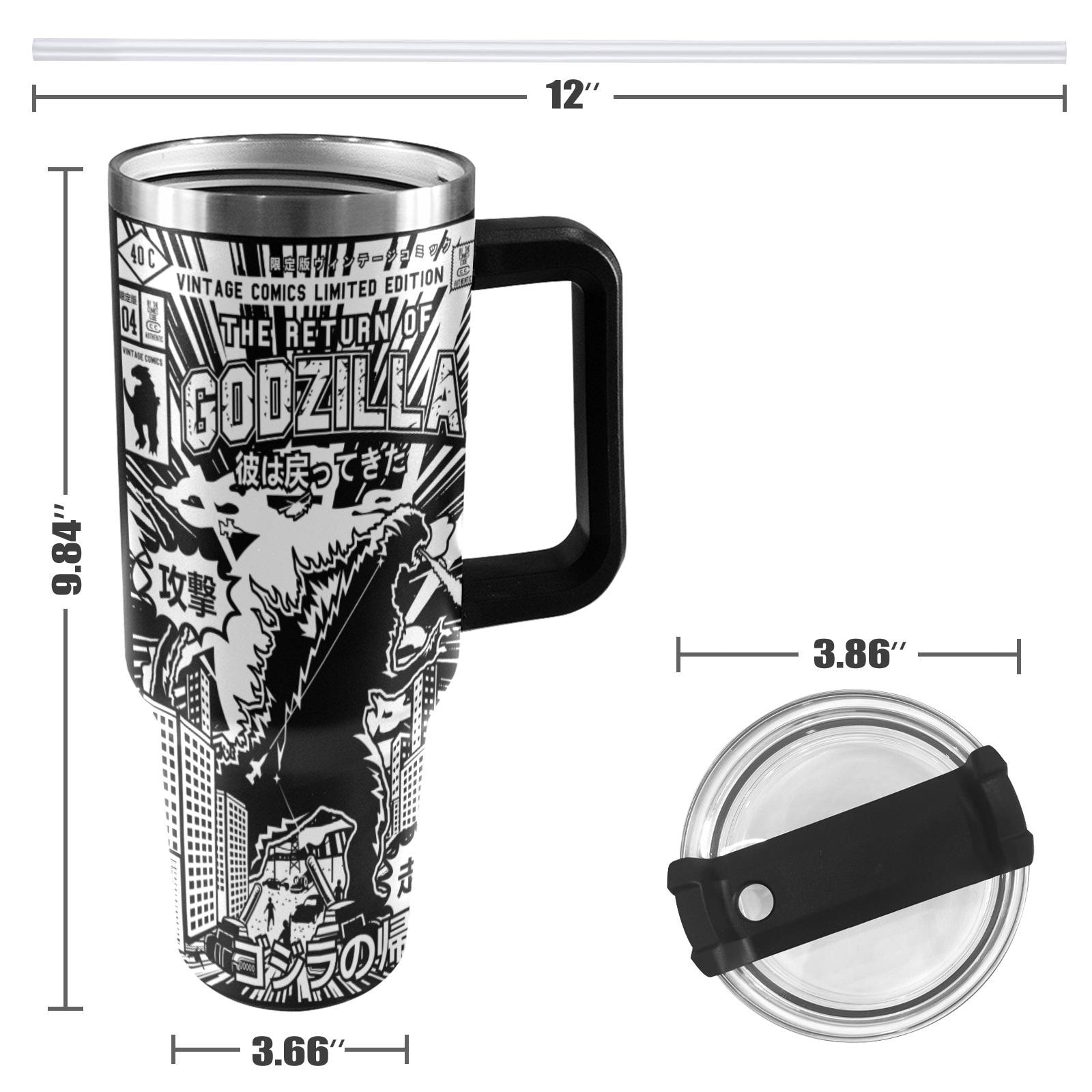 Stainless Steel Tumbler 40 Oz Godzilla Gojira Kaiju Cartoon