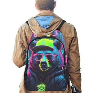 Sac à dos d'école, cartable, avec poches en filet, sac à main, sac Gangsta Bera Neon