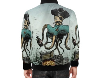 Kids bomber jacket with pockets Pirate Octopus Squid Pirates