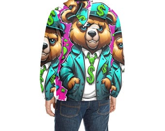 Windbreaker Men windbreaker jacket wind breakers for men Gangsta Bear Gangster