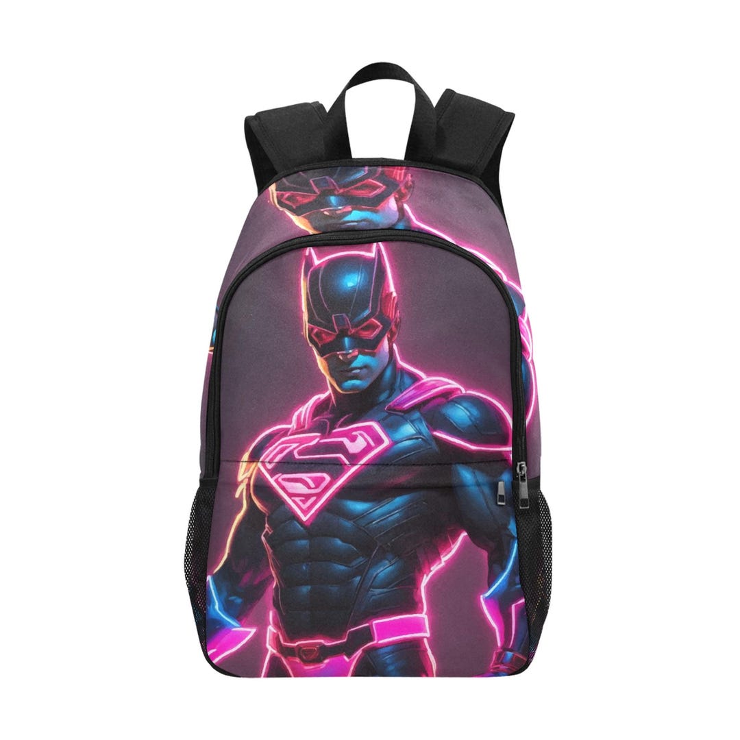 Backpack Superhero Comics Rucksack With Mesh Pockets Handbag Bag Neon ...