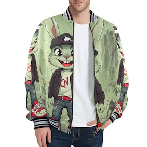 Bomber Jacket Men Bunny Jacket Gangster Cartoon