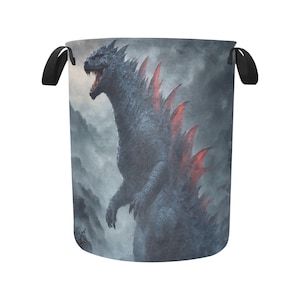 Laundry Basket laundry hamper basket Gojira Kaiju Godzillas Comics Vintage Art Godzilla Cartoon Retro