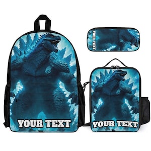 Personalized Blue Monster School Set: Backpack, Lunch Bag & Pencil Case