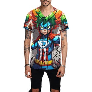 Baseball Jersey Men Supehero Mangas