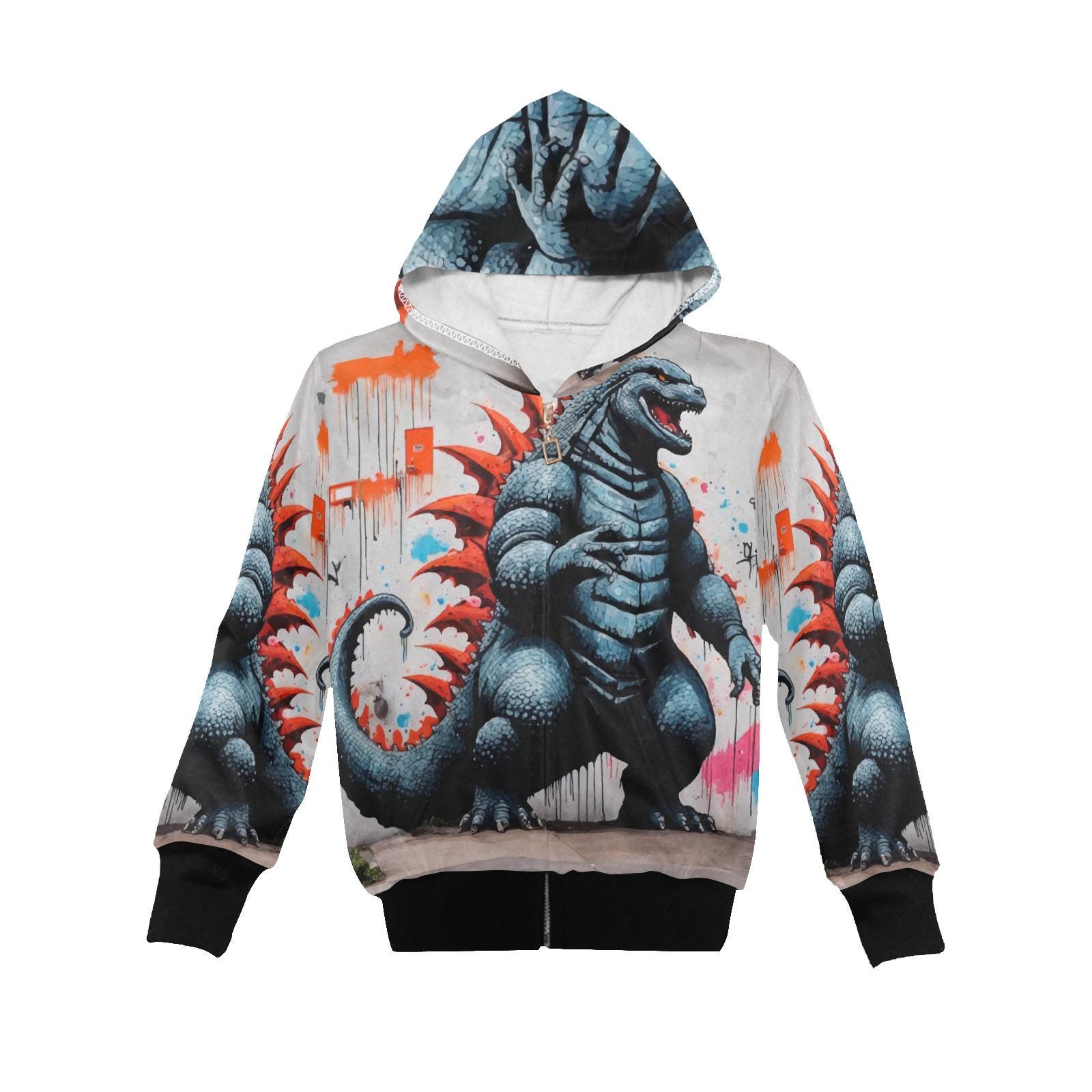 【新品・未使用】Lacoste × Godzilla Gojira Hoodie Lacoste × Godzilla Collaboration Hoodie white Size 4 Limited Japan