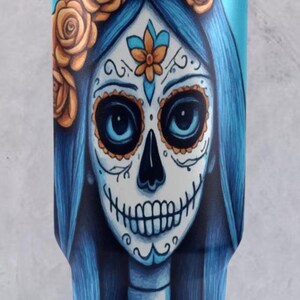 Stainless Steel Mug Coffee 40oz Sugar Skull Día De Los Muertos Mug Day of the Dead La Catrina Mexico Mug Chicano Calavera Skulls