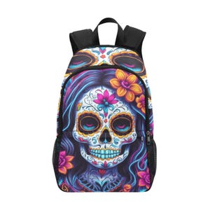 Schulrucksack Schulranzen Backpack Rucksack Rucksack Tag der Toten Bag Buntstift Mexiko Chicano Sugar Skull BagCatrina Art Día De Muertos