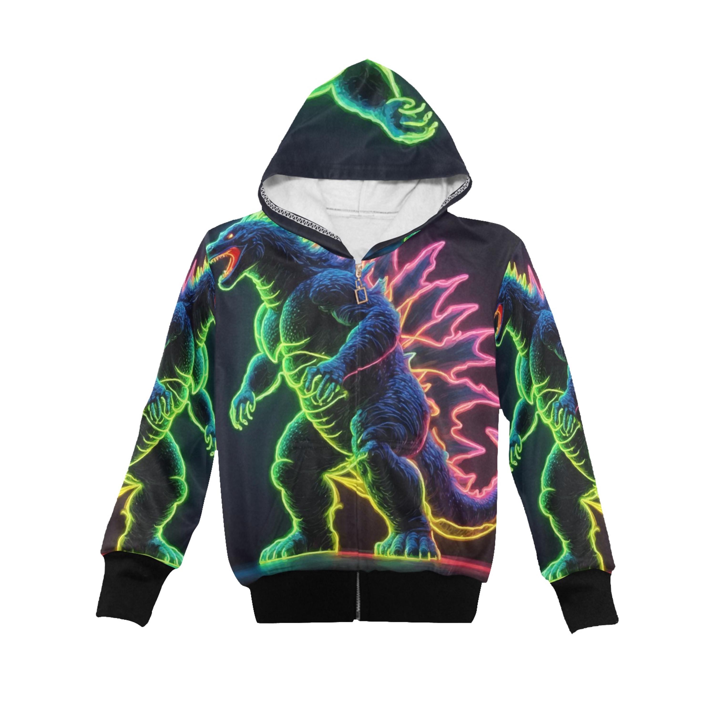 Hoodie With Zipper Boys Kids Godzilla Gojira Retro Cartoon