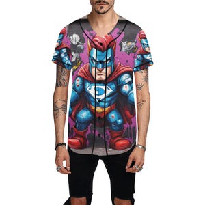Baseball Jersey Men Supehero Comics Cartoon