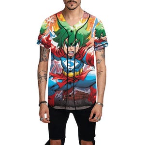 Baseball Jersey Men Manga Supehero