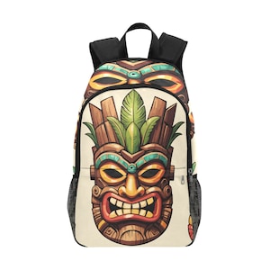 Sac à dos d'école, cartable, sac à dos, masque Tiki, avec poches en filet, sac à main, Nouvelle-Zélande