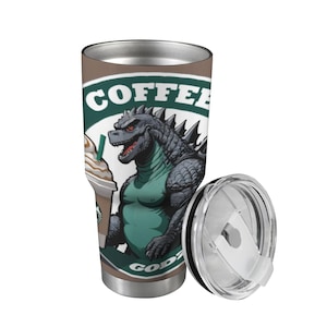 Stainless Steel Tumbler 30 oz Godzilla Coffee Tumblers Kaiju Gojira