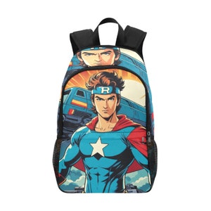 Sac à dos d'école, cartable, sac à dos de super-héros, avec poches en filet, sac graffiti, dessin animé, héros rétro
