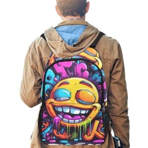 Sac à dos d'école, sac à dos avec poches en filet, sac à main, sac graffiti
