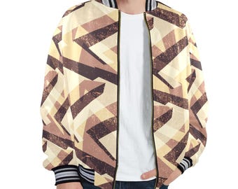 Bomber Jacket Men Abstract Pattern Jacket