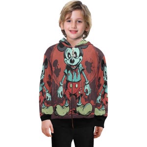 Hoodie with Zipper Boys Kids Horror Cartoon Comics Art Zombie Halloween