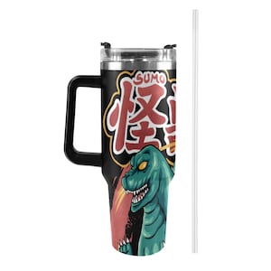 Tumbler 40oz mug Godzilla thermo mug Comics Gojira mug Kaiju Monster reusable cup Godzillas mug
