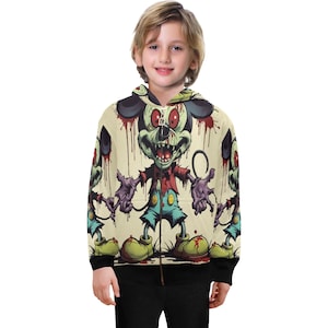 Boys Hoodie with Zipper Boys Kids Horror Halloween Cartoon Comics Art Zombie