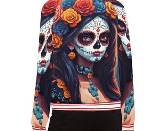 Chaqueta Bomber para Mujer México Día de los Muertos Día De Los Muertos Chicano La Catrina Arte Calavera Comics